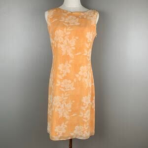 Tommy Bahama Peach 100% Silk Floral Sleeveless Shift Dress Sz 4 Coastal Vacation